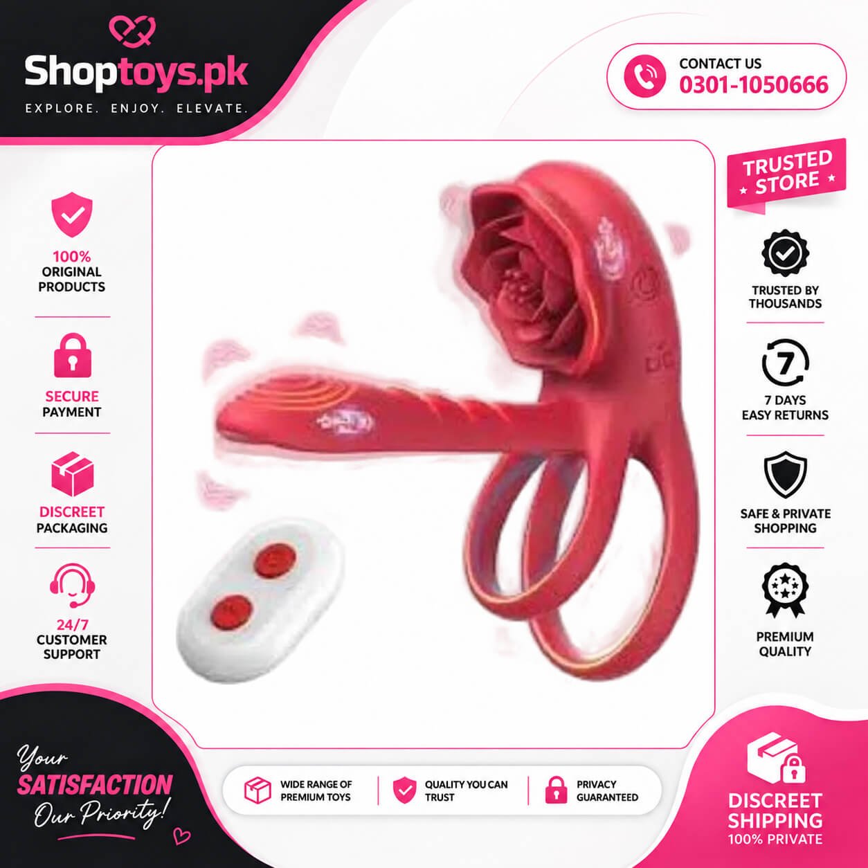 4 In 1 Vibrating Cock Ring With Clitoral Stimulator In Pakistan