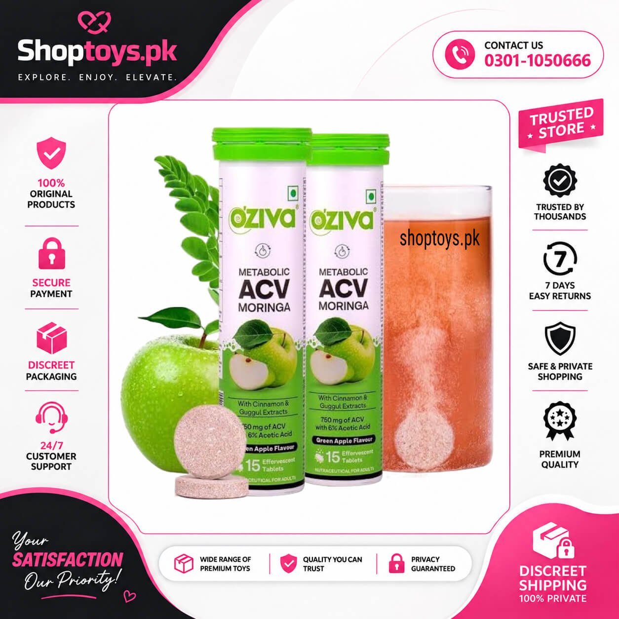 Oziva Apple Cider Vinegar Moringa Effervescent Tablets in Pakistan