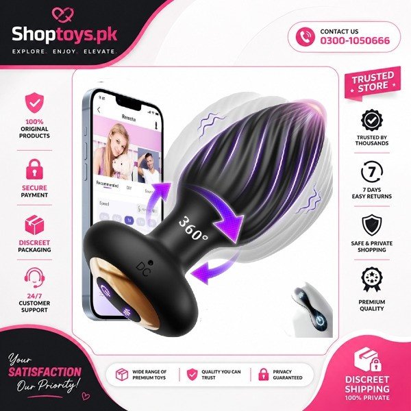 360° Rotation Adult Sex Toys Remote Control and Vibrating Butt Plug