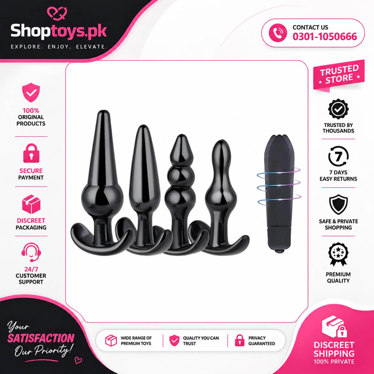 Vibrating Anal Beads Anal Plug Set Sex Toys Butt Plug Vibrator 10 Vibrating In Pakistan