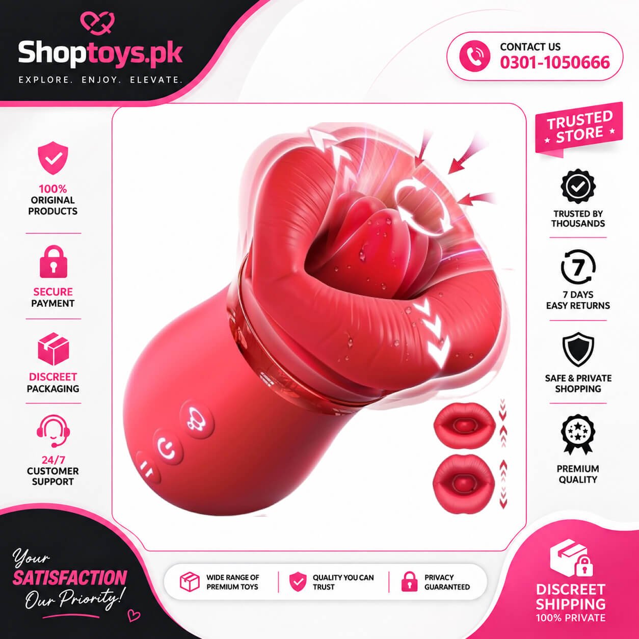 Vibrator Sex Toys for Women 4IN1 Mouth Sucking Vibrator Rose Sex Toy In Pakistan
