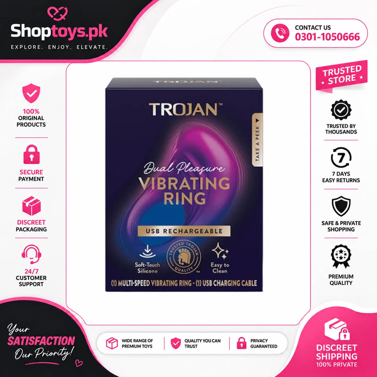 Trojan Dual Pleasure Vibrating Ring In Pakistan