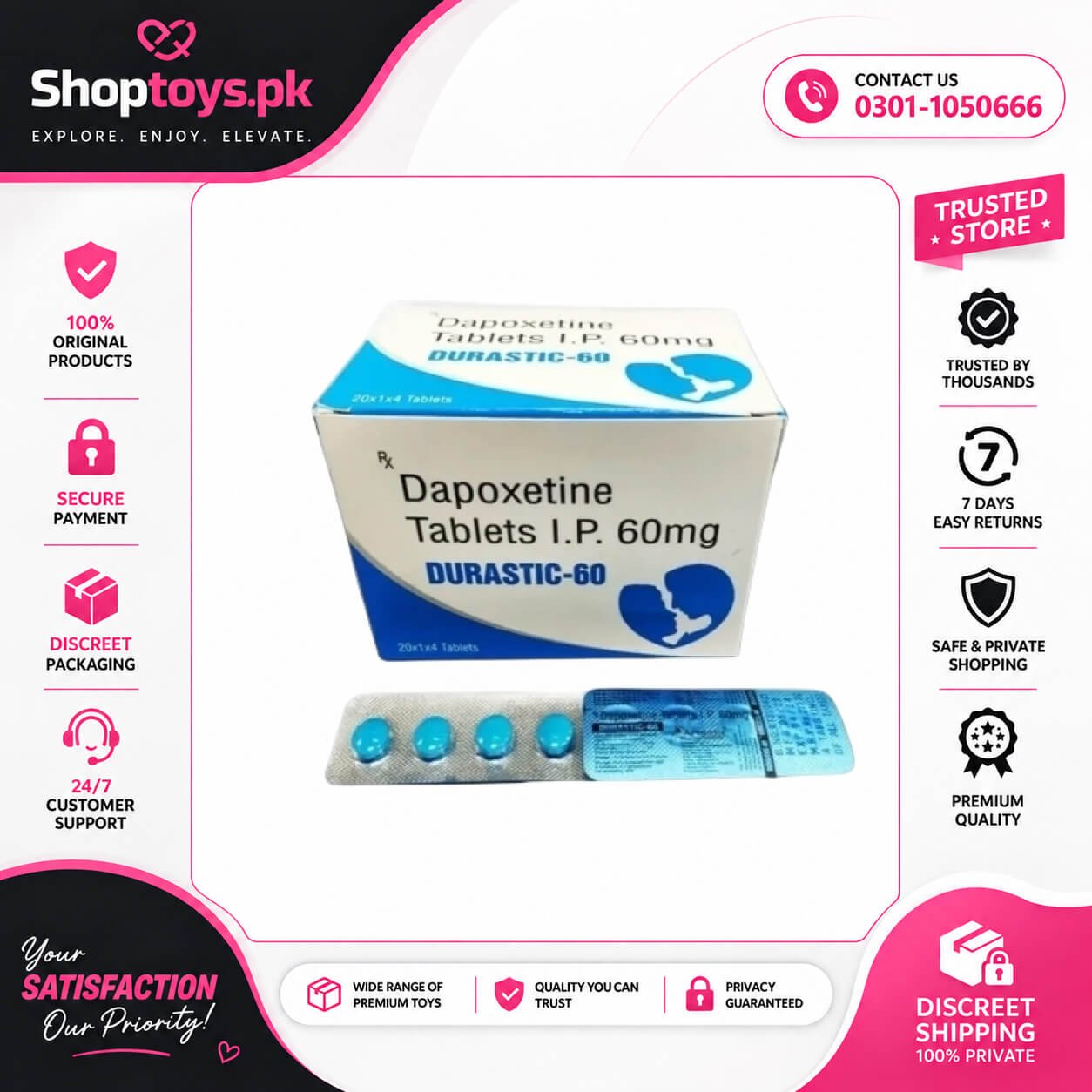 Dapoxetine 60 MG Long lost Night Tablets In Pakistan