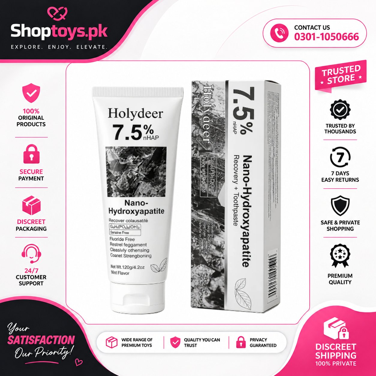 Holydeer Recovery Toothpaste 7.5% Nano Hydroxyapatite In Pakistan