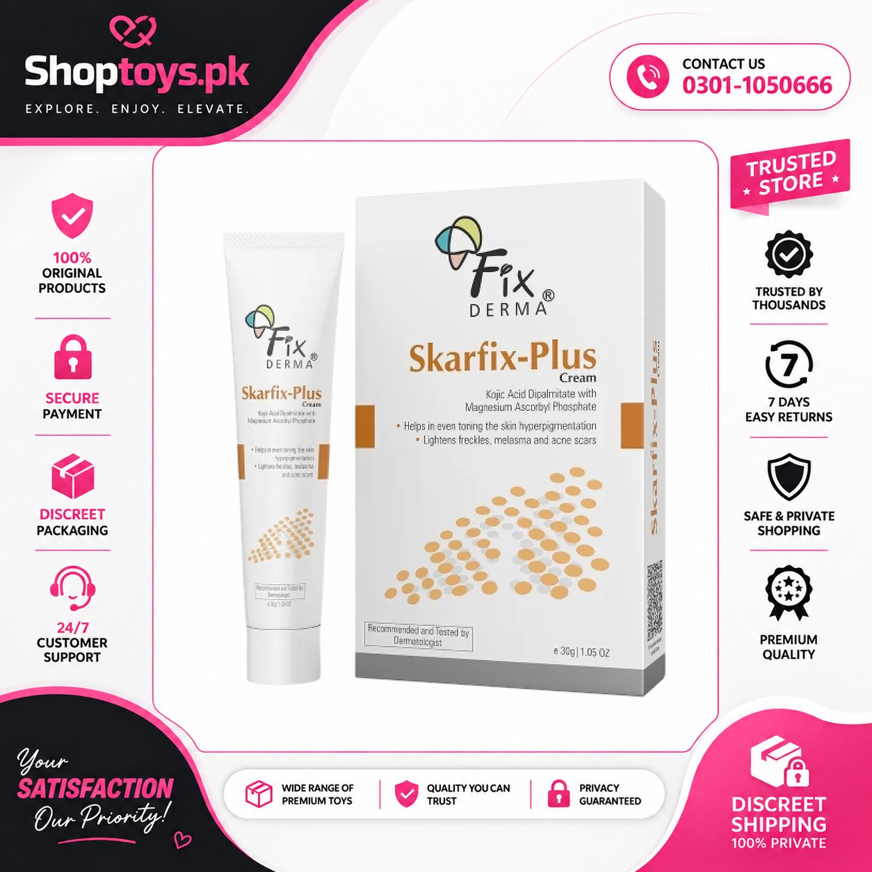 Fixderma 2% Kojic Acid + 1% Arbutin Skarfix-Plus Scar Removal Cream in Pakistan
