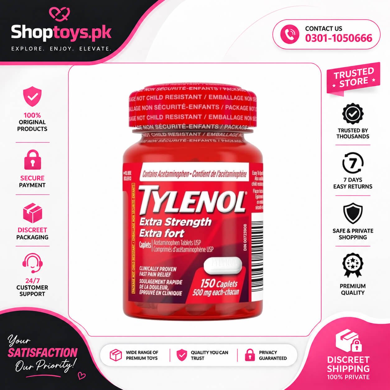 Tylenol Extra Strength 500mg Caplets In Pakistan