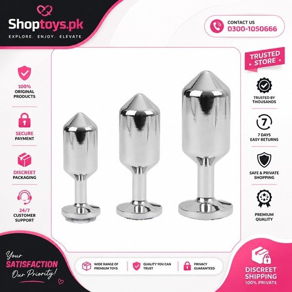 3PCS Premium Metal Weighted Anal Plugs with Luxury Jewel