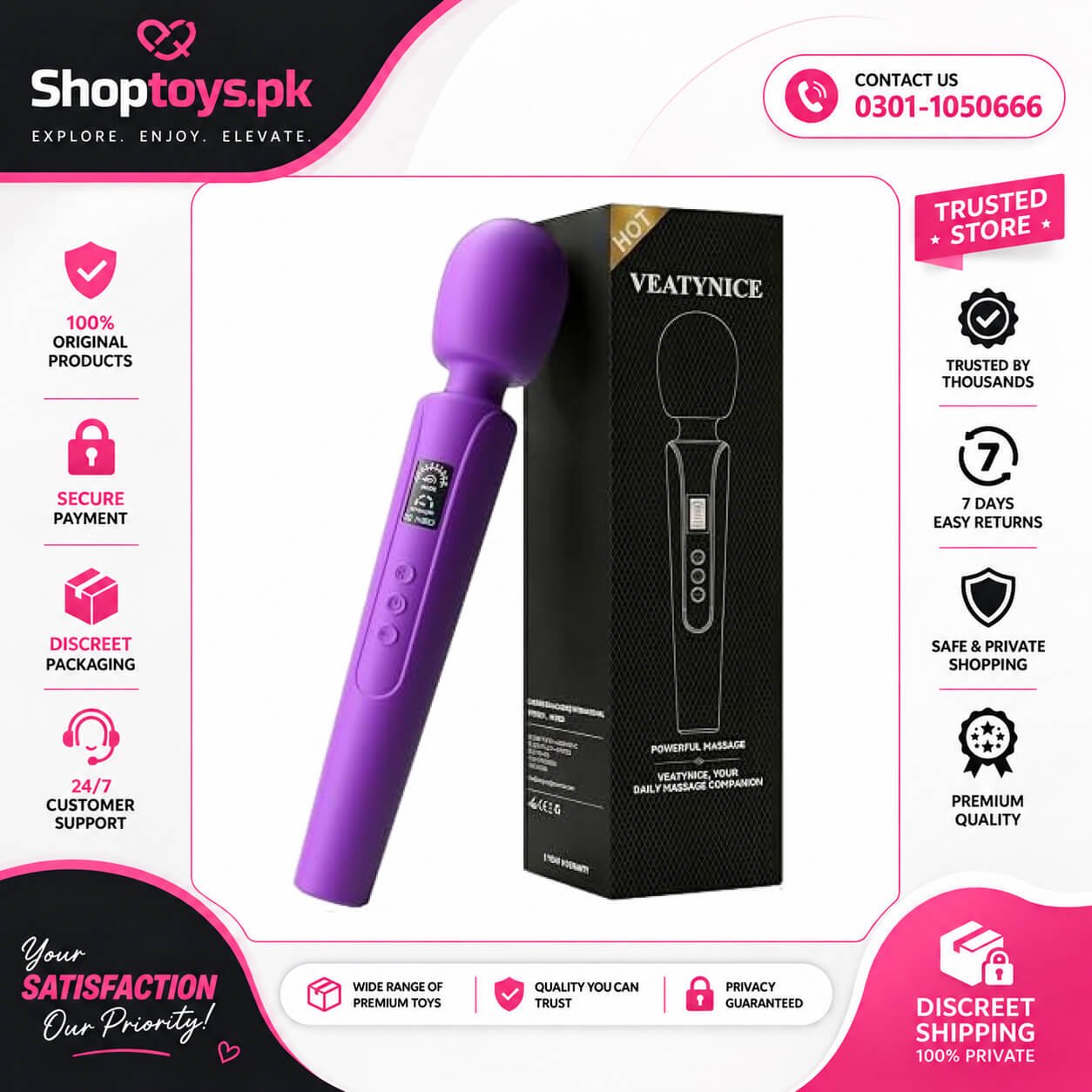 Handheld Massager Cordless Back Massage with 10 Modes & 4 Speeds In Pakistan