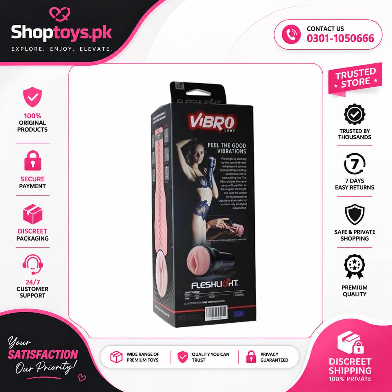 Vibro Fleshlight Vibrating Pink Lady Masturbator in Pakistan