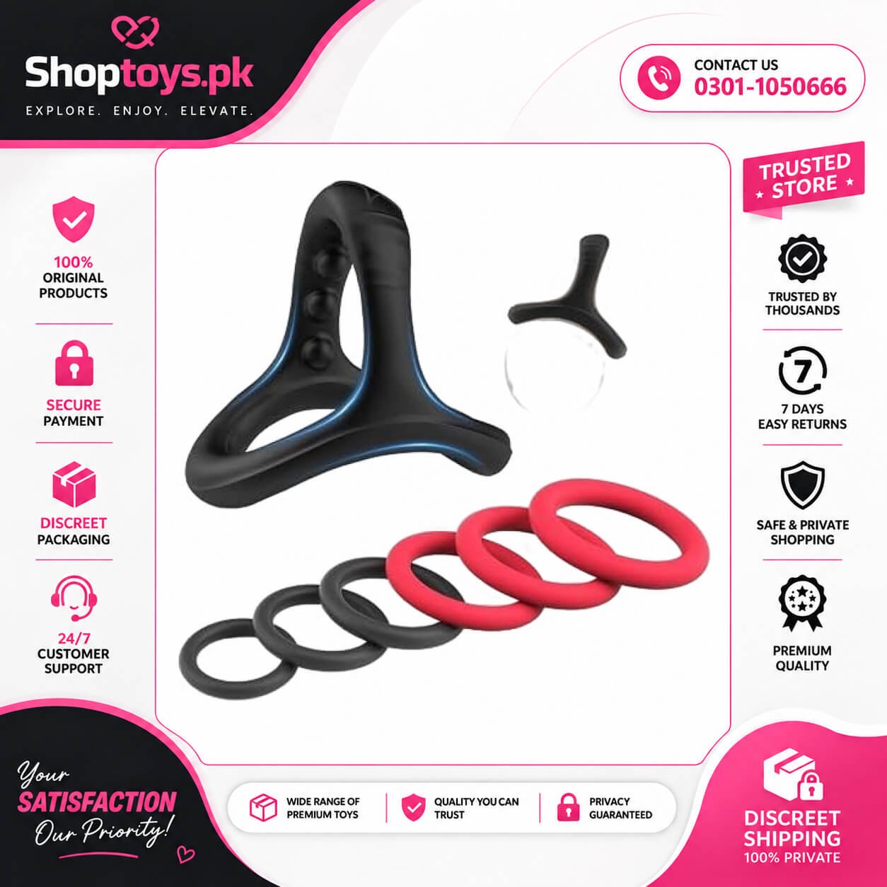 Canrok Silicone 7 Cock Rings for Men | Erection Enhancer In Pakistan