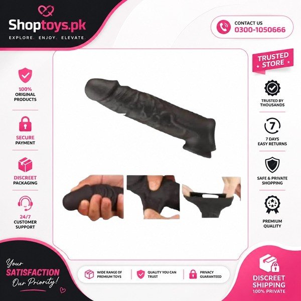 Black Silicone Uncut Cock Penis Condom In Pakistan