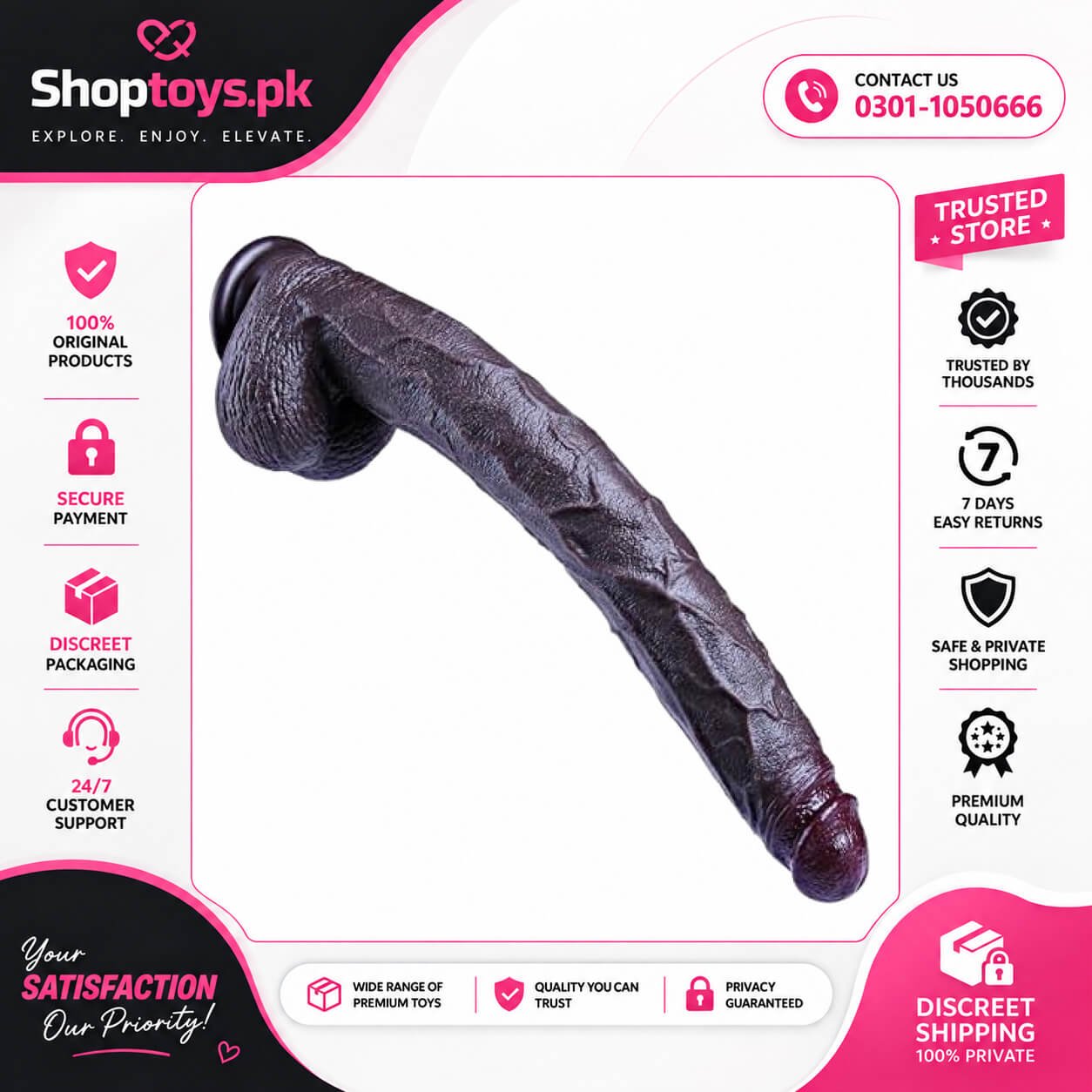 Realistic Huge Dildo Suction Lifelike Anal Black Dildo In Pakistan