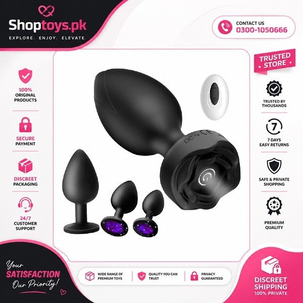 Anal Plug Sex Toys 4pcs Butt Plug Remote Control With Vibrating