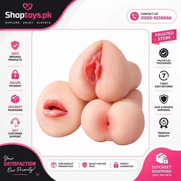 3-in-1 Realistic Male Masturbator Sex Toys