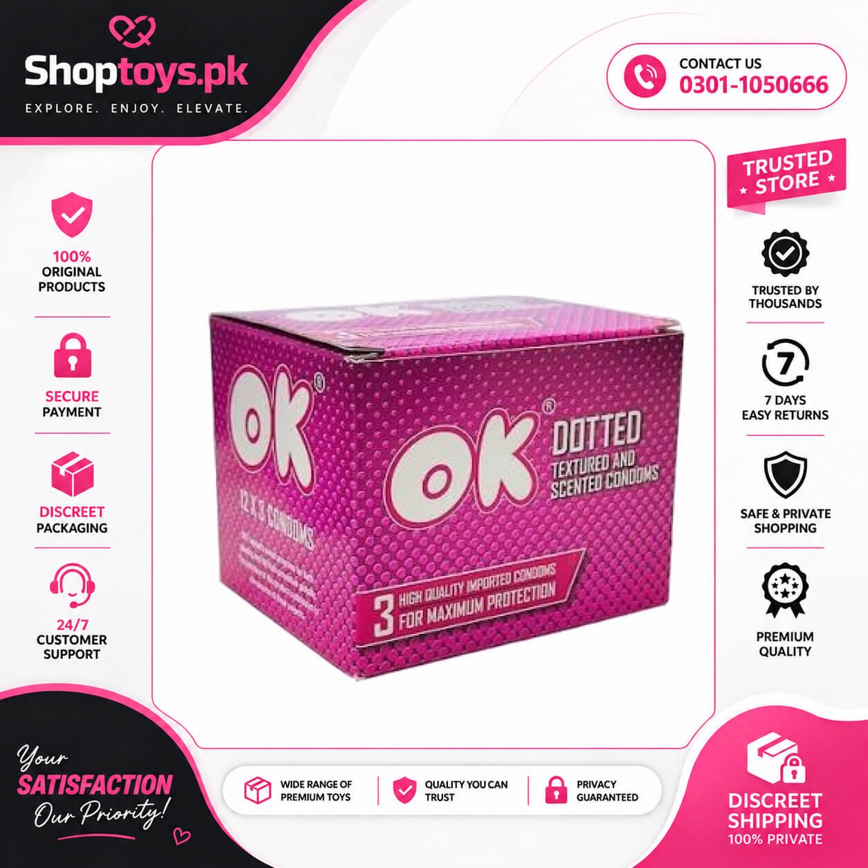 Pink Ok Dotted Condom In Pakistan