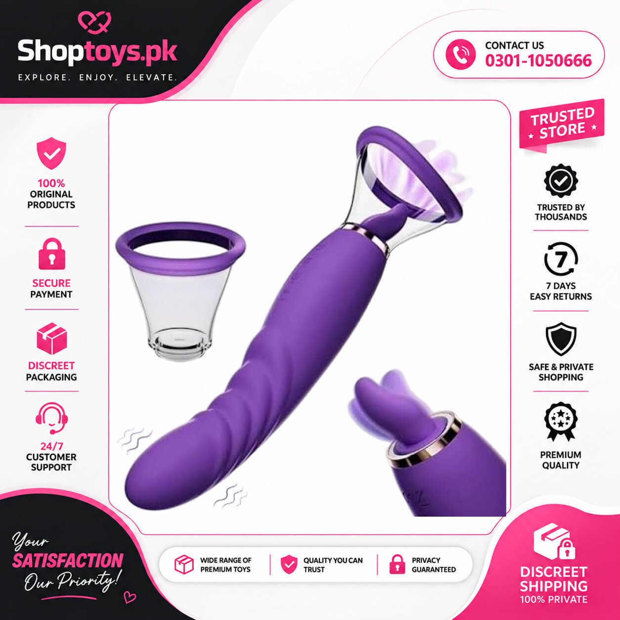 3 In 1 Suction Vibration & Licking Clitoral Vibrator for Women In Pakistan