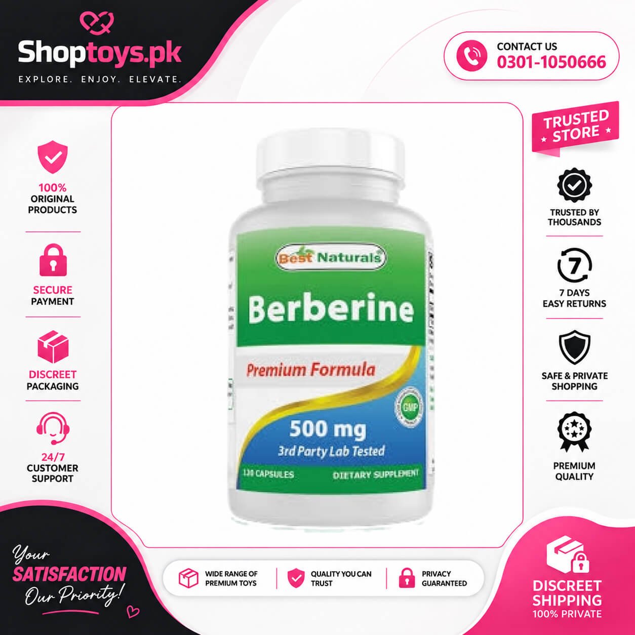 Best Naturals Berberine 500mg 120 Capsules In Pakistan