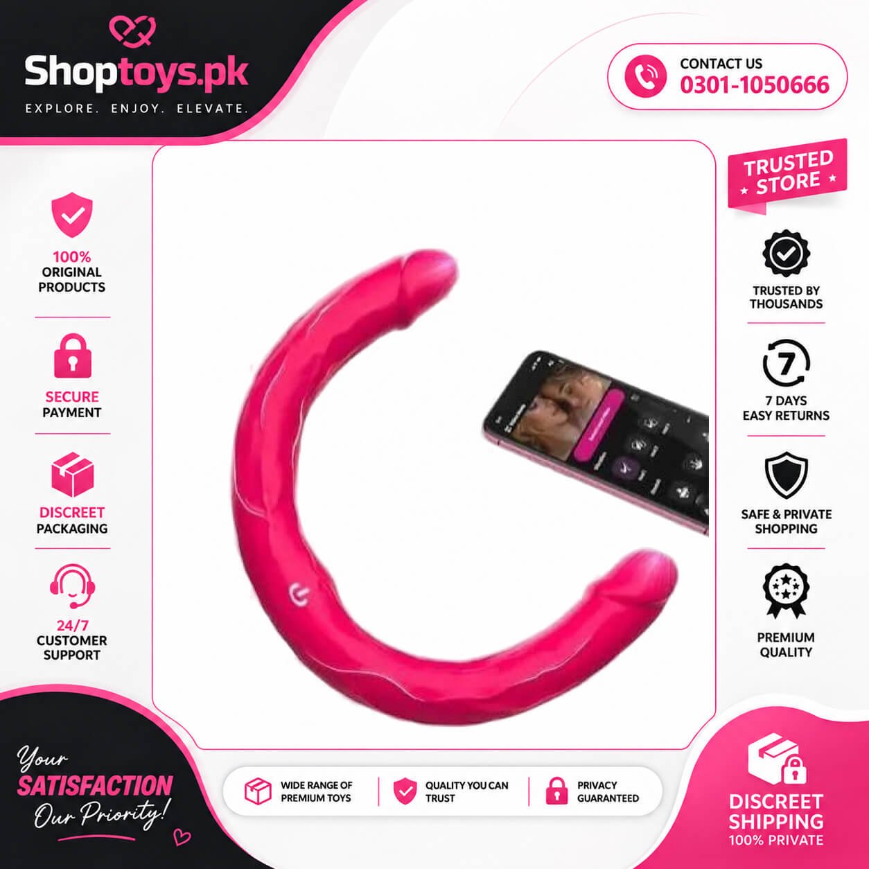 Double Dildo Vibrator Sex Toys Double Sided Long Dildo In Pakistan