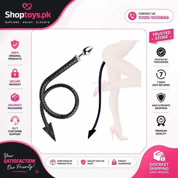 Anal Plug with 108cm Devil Tail 3.5cm Stainless Steel Butt Plug