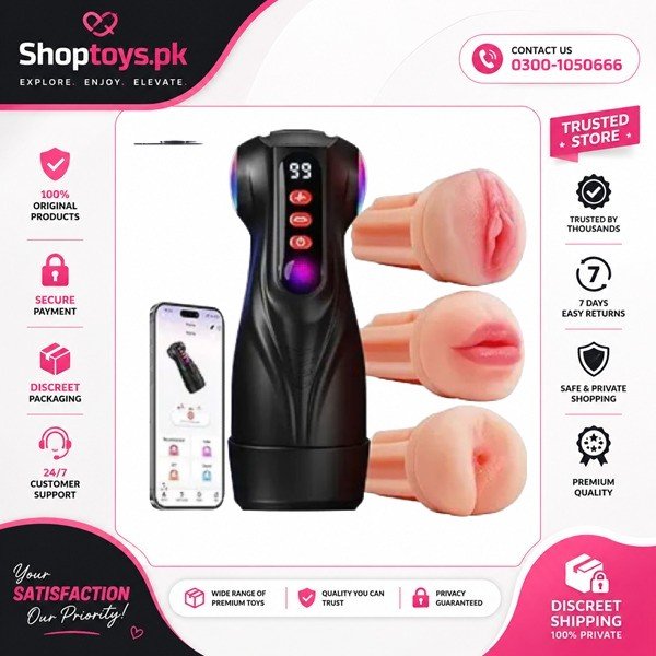 Masturbator Vibration Sucking APP Control Black