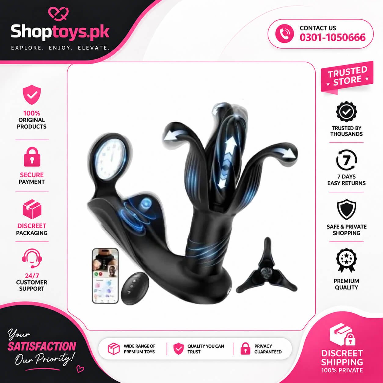 Prostate Massager Anal Dildo BEISAR Butt Plug In Pakistan