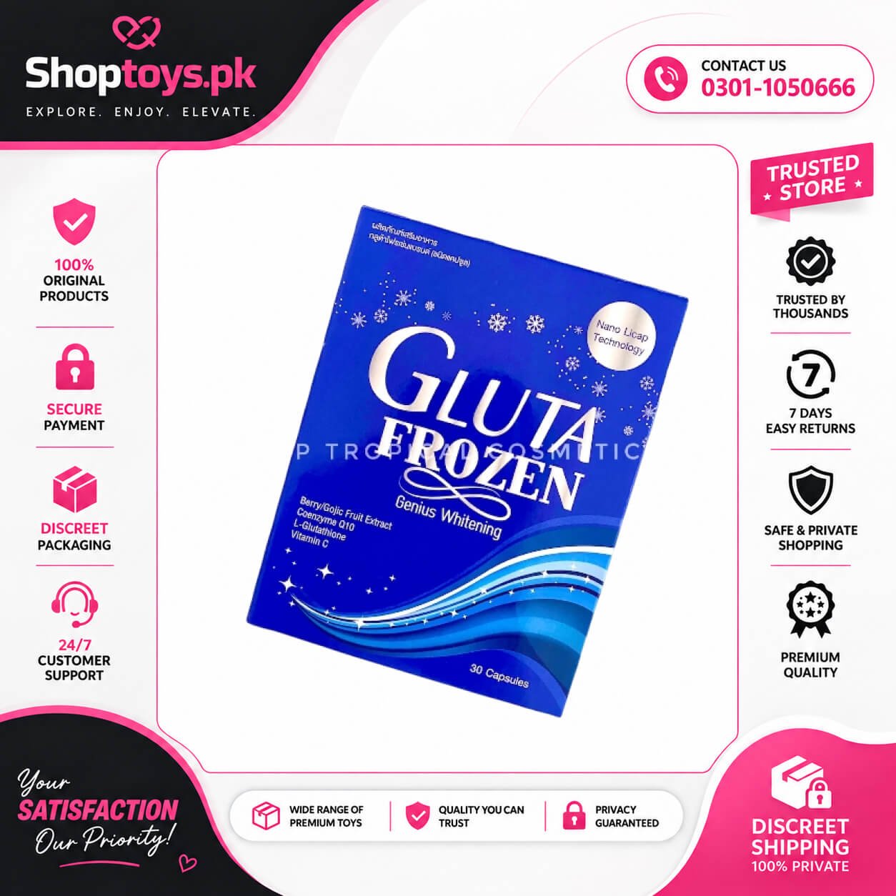 Gluta Frozen Genius Whitening Nano 30 Capsules In Pakistan