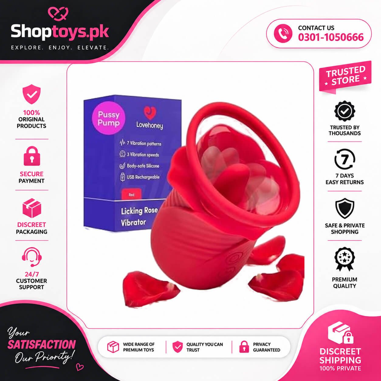 Lovehoney Rose Vibrating Pussy Pump and Clitoral Stimulator for Women In Pakistan