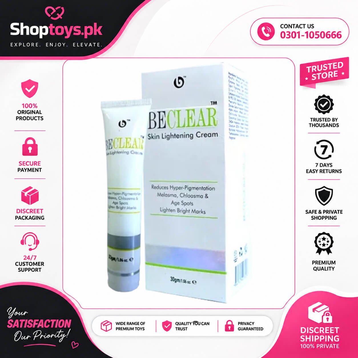 Be Clear Skin Whitening Skin Lightening Cream 30gm In Pakistan