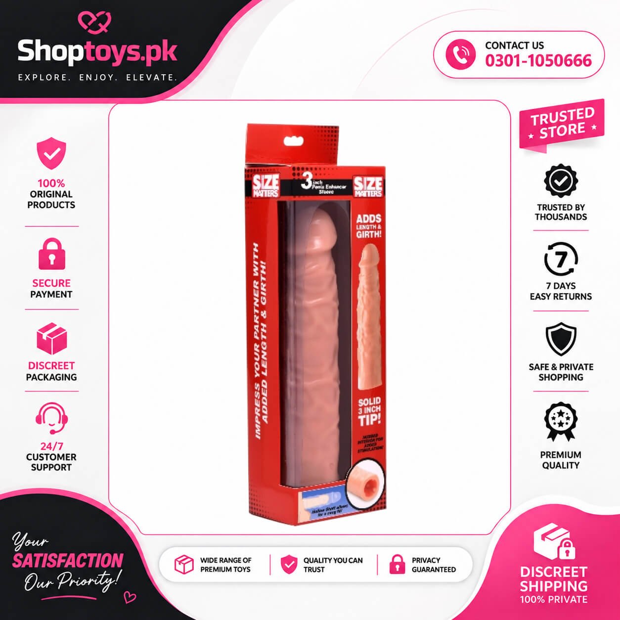 3 Inch Flesh Penis Enhancer Sleeve | XR BRANDS In Pakistan