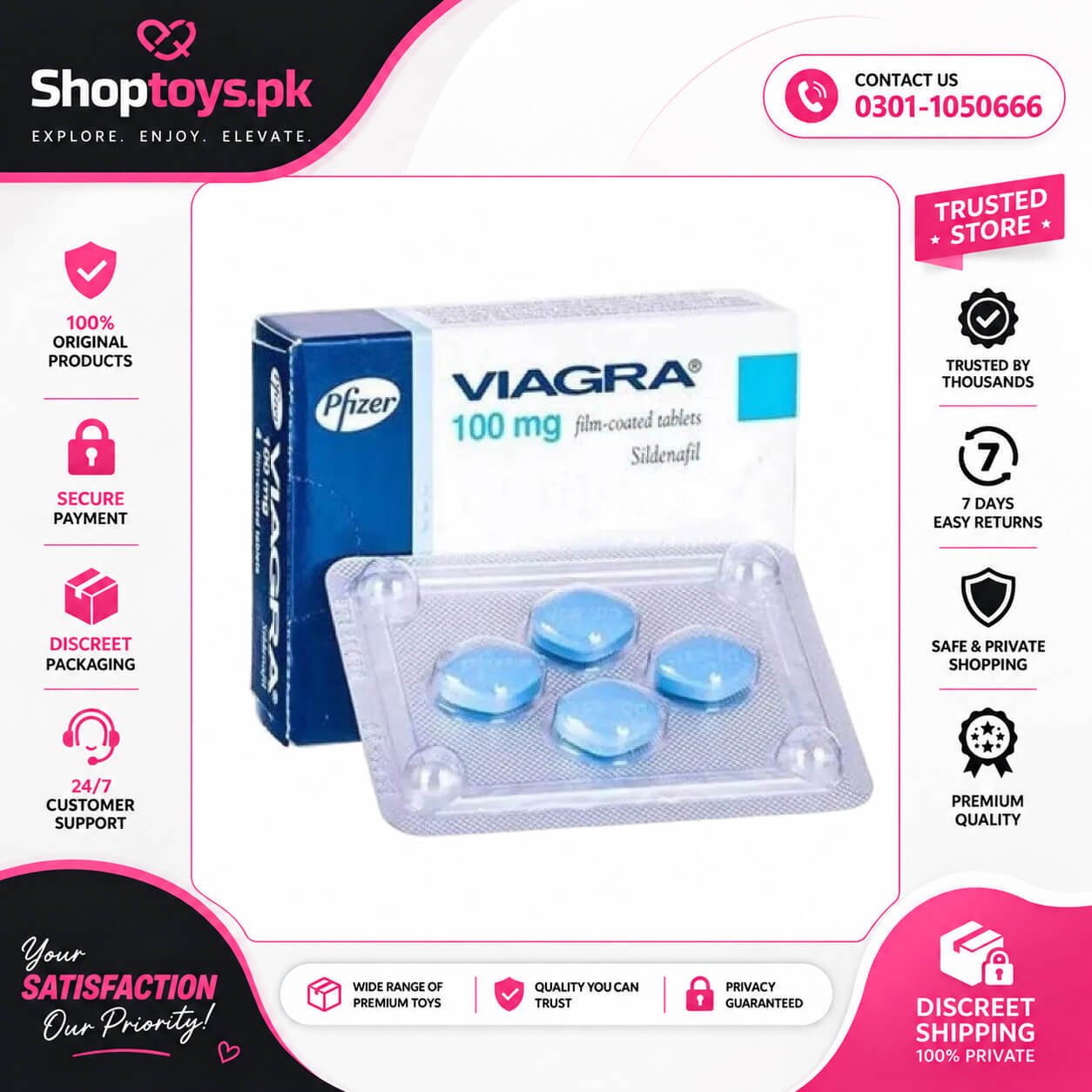 Pfizer Viagra 100 Mg – 4 Tablets Imported In Pakistan