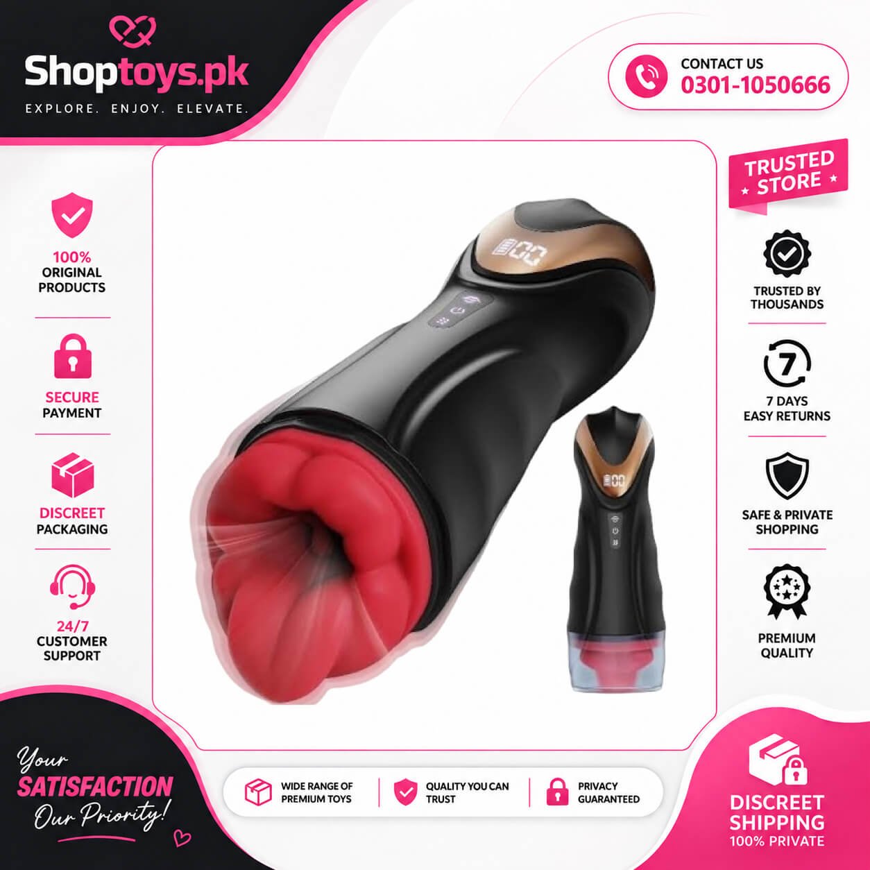 Male Masturbator Sex Toys with Real Lips In Pakistan
