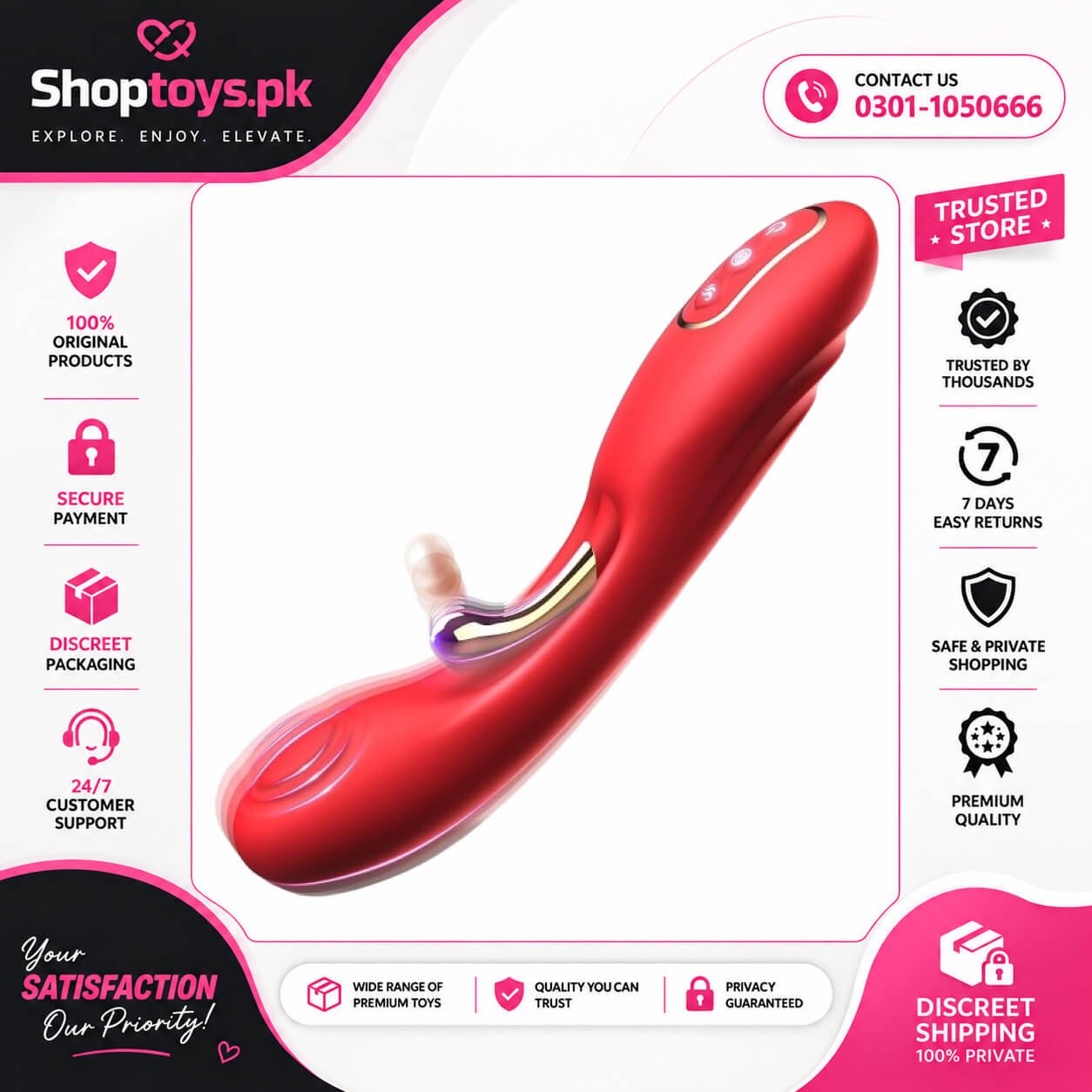Sex Toys Dildo Vibrator Clitoral G Spot Dual Stimulate Rabbit Vibrator in Pakistan