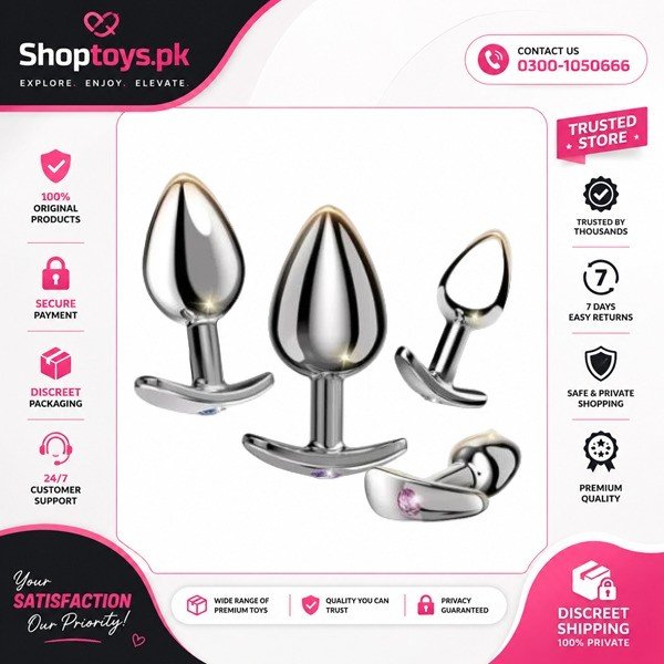 4 PCS Jewel Butt Plugs Sex Toy Anal Training Kit