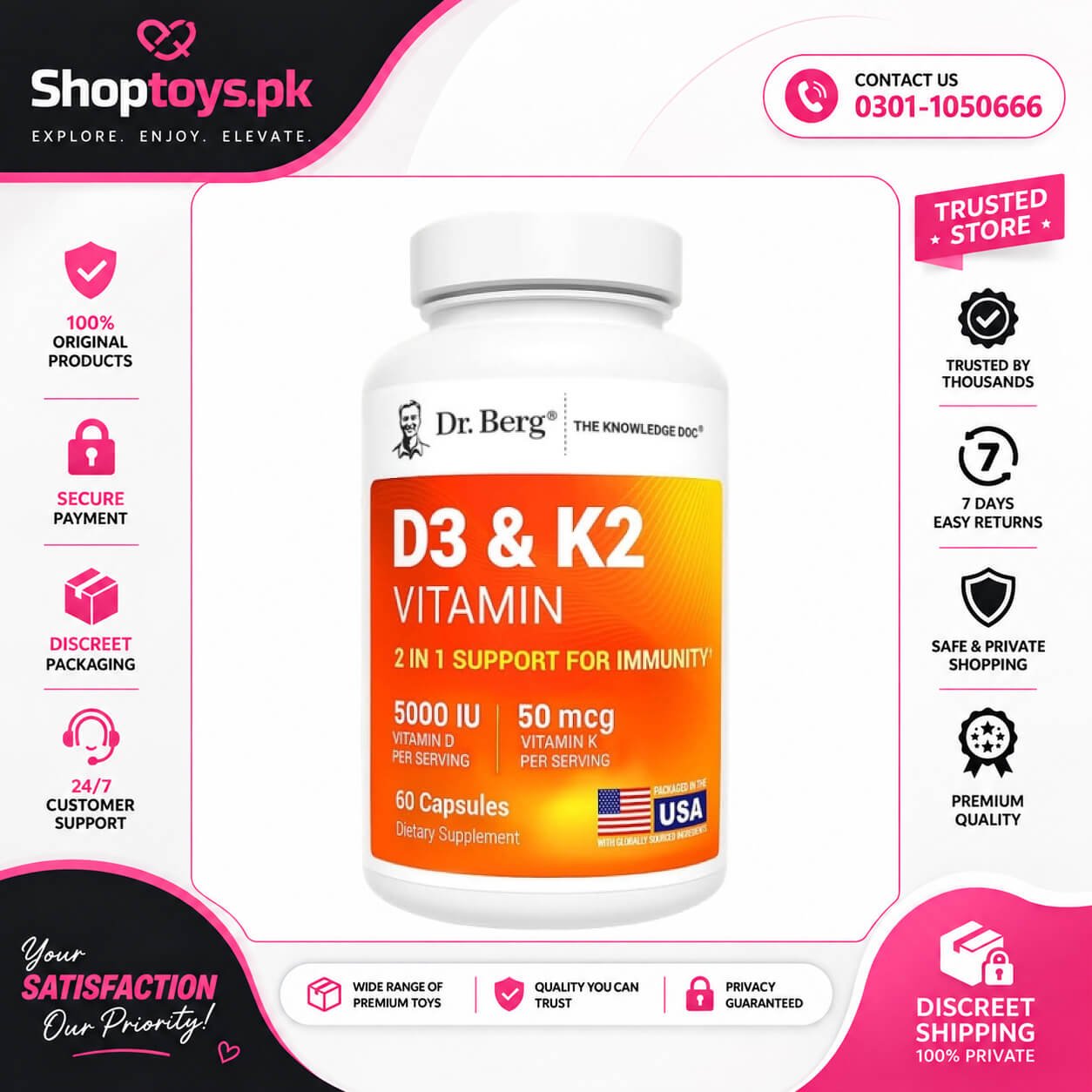 Dr. Berg Maximum Strength 2-in-1 Vitamin D3 K2 5000 in Pakistan