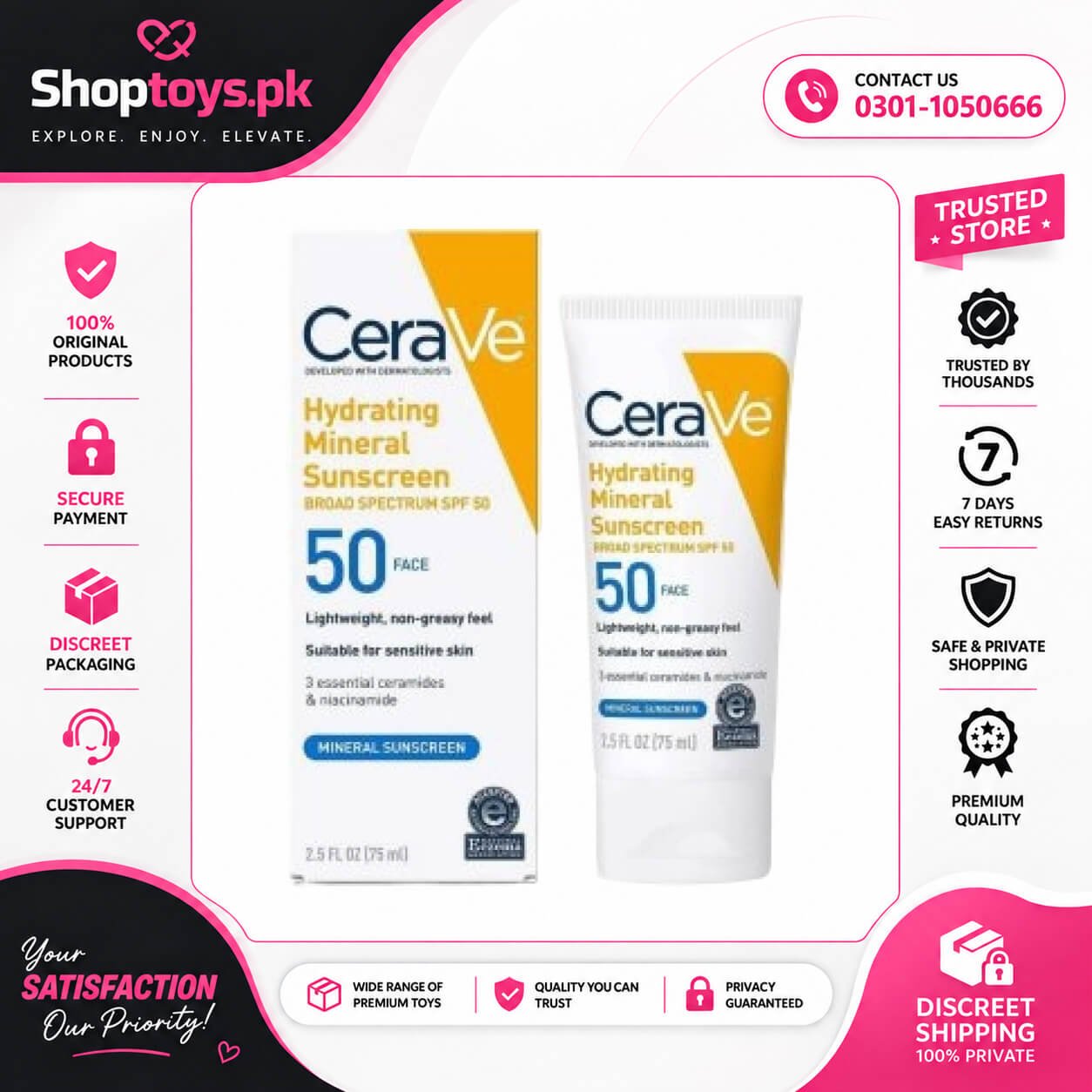 Hydrating Mineral Sunscreen SPF 50 Face Lotion In Pakistan