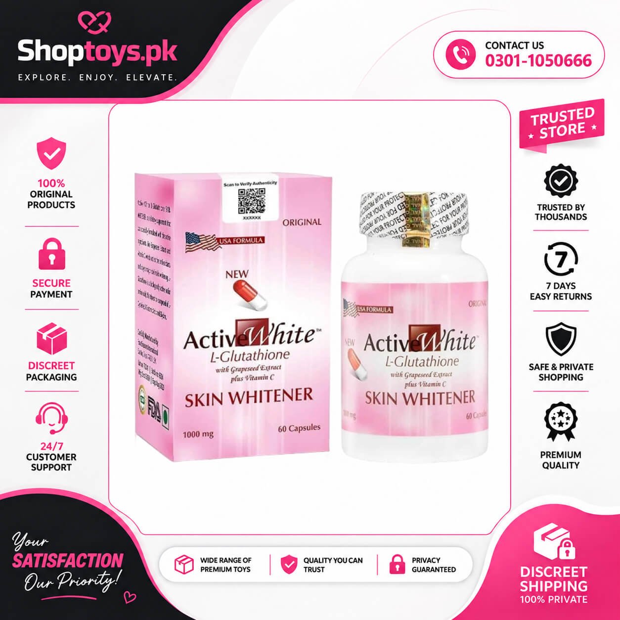 Active White Glutathione Skin Whitening Capsules In Pakistan