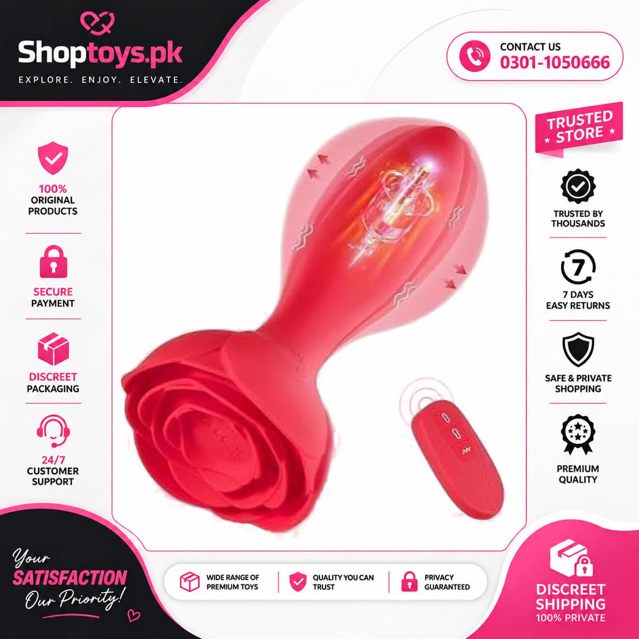 Inflatable Butt Plug Anal Rose Vibrating Toys In Pakistan