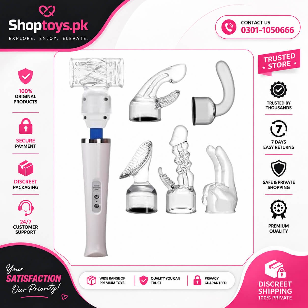 Wand Massage Vibrator Attachments Set In Pakistan