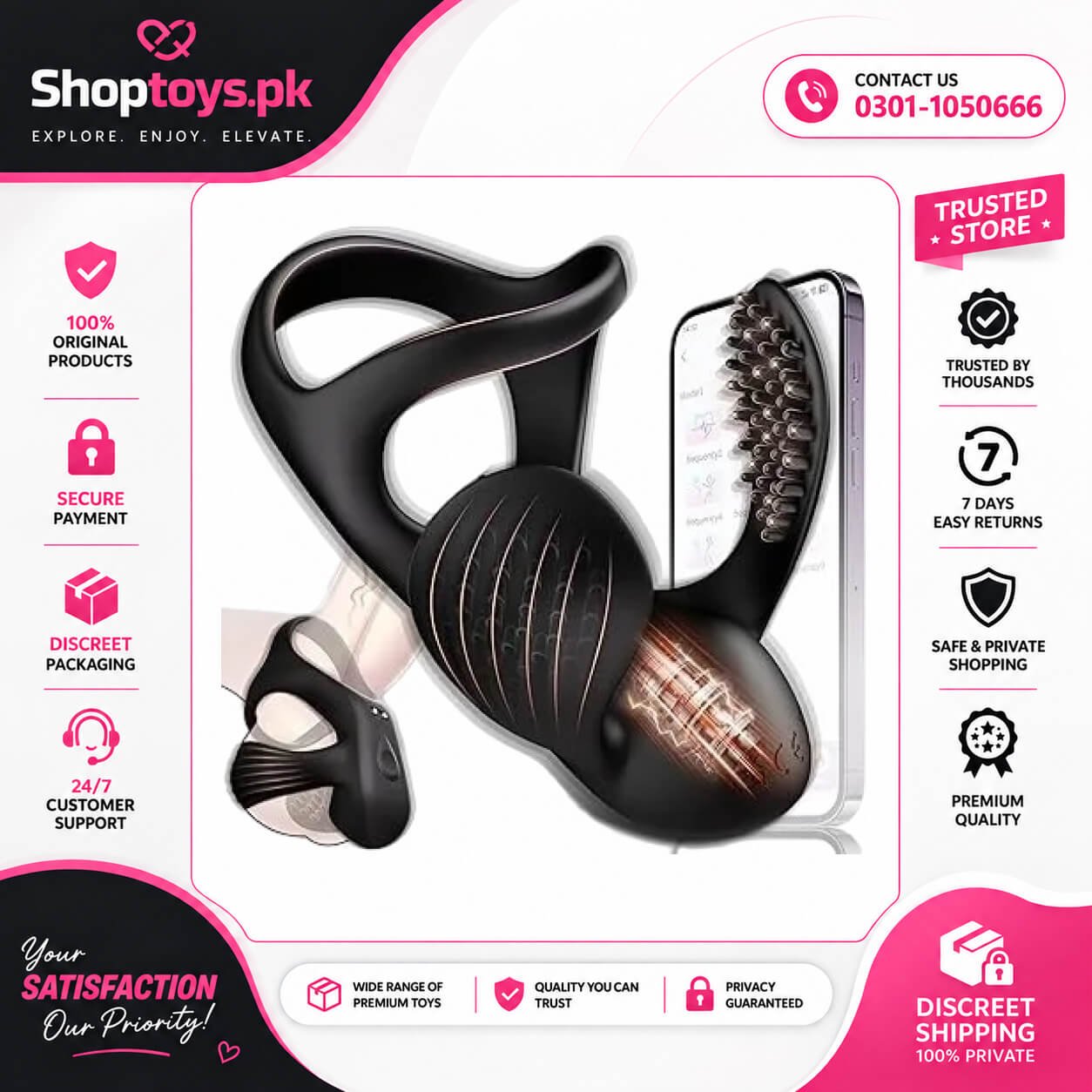 Vibrating Cock Ring Mens Sex Toys, Silicone In Pakistan