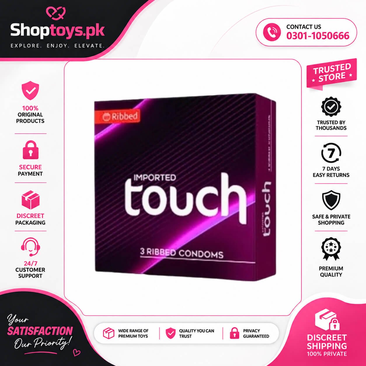 Touch Ribbed Condoms in Pakistan
