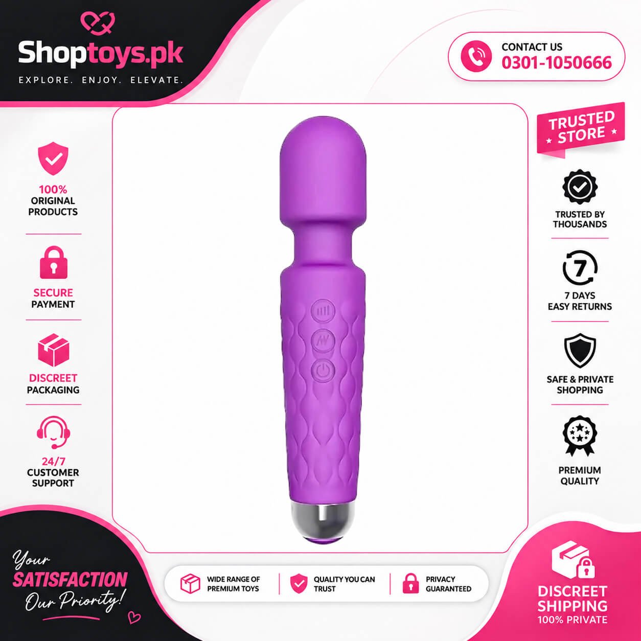 Rechargeable Cordless Percussion Massager, 20 Modes & 8 Speeds In Pakistan