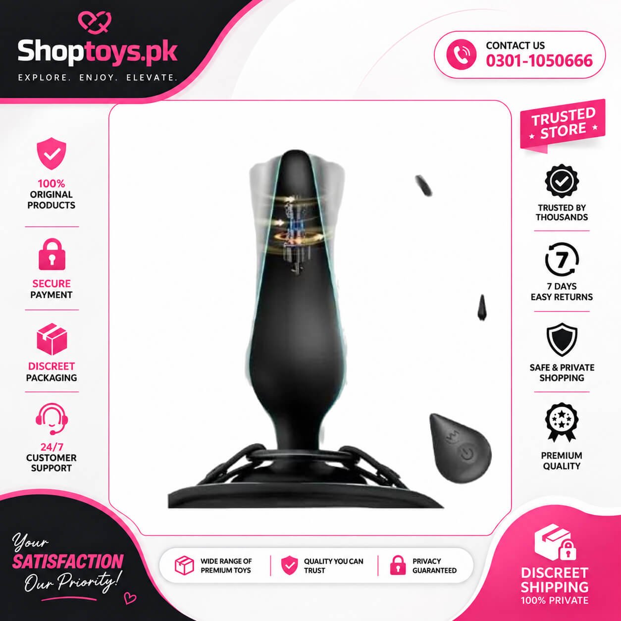 Rotating Vibrating Butt Plug Anal Sex Toys for Men Women In Pakistan