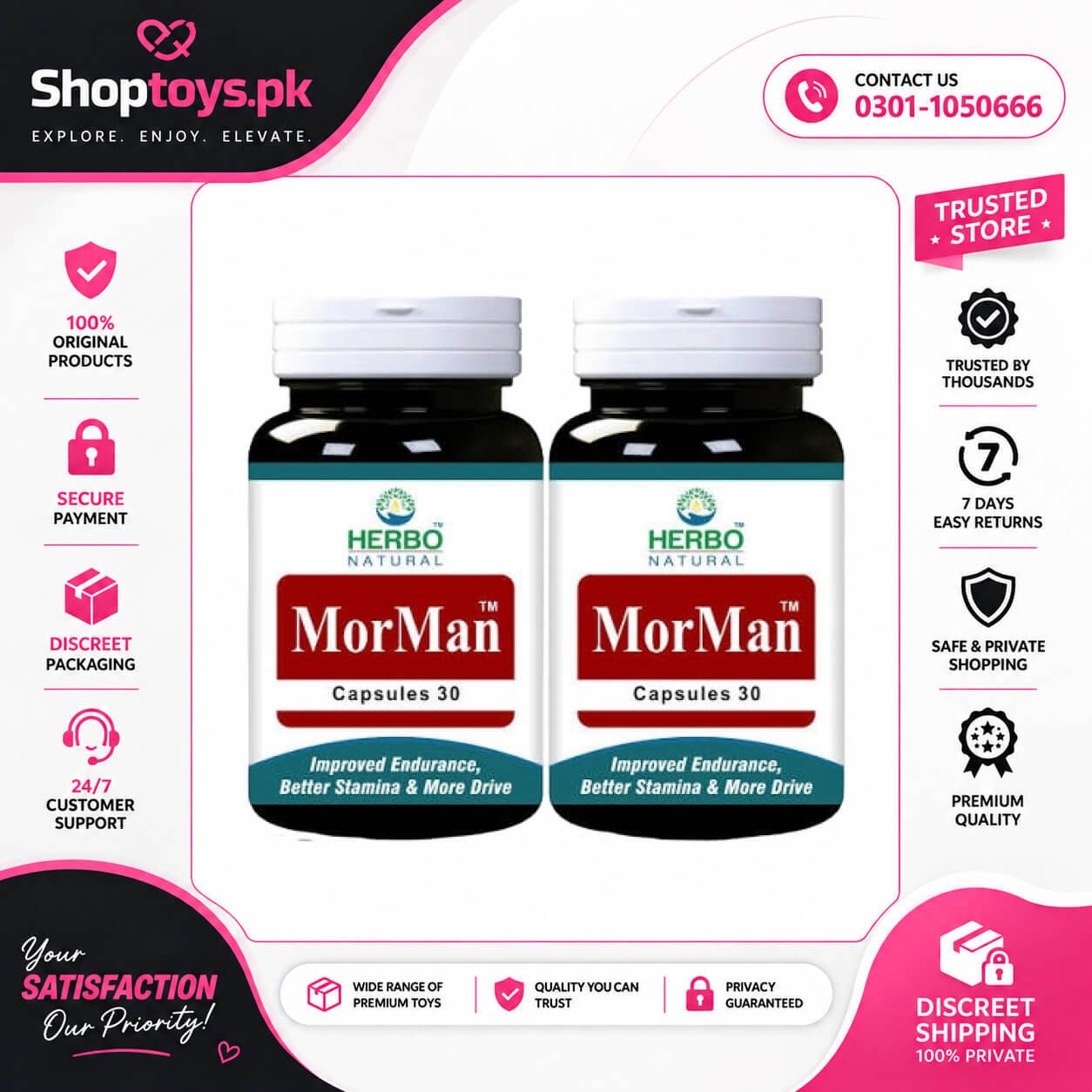 Herbo Natural MorMan 30 Capsules In Pakistan