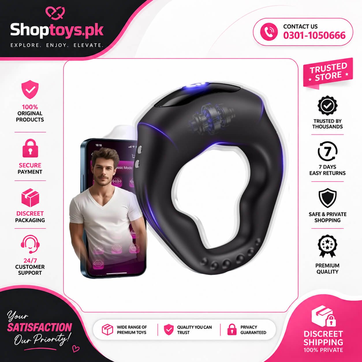 Vibrating Cock Ring Ergonomic Contour In Pakistan