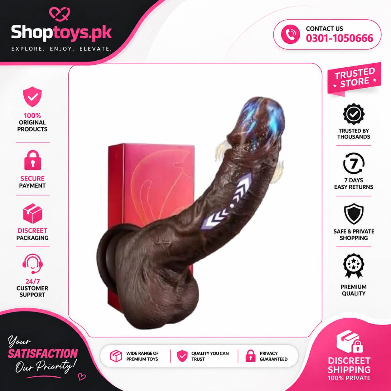 Realistic Black Thrusting Dildo for Women In Pakistan