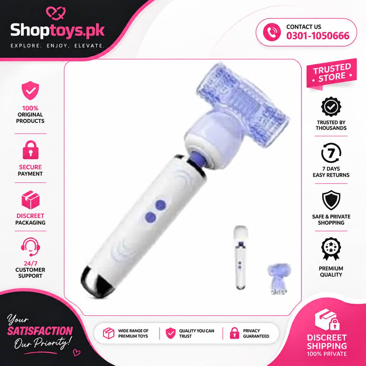 Vibrator Wand Massager With Male Masturbator Attachment Sex Toys In Pakistan