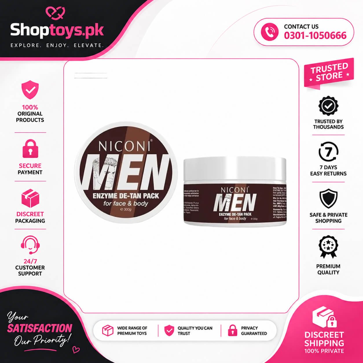 Niconi Men Enzyme De-Tan Pack For Face & Body In Pakistan