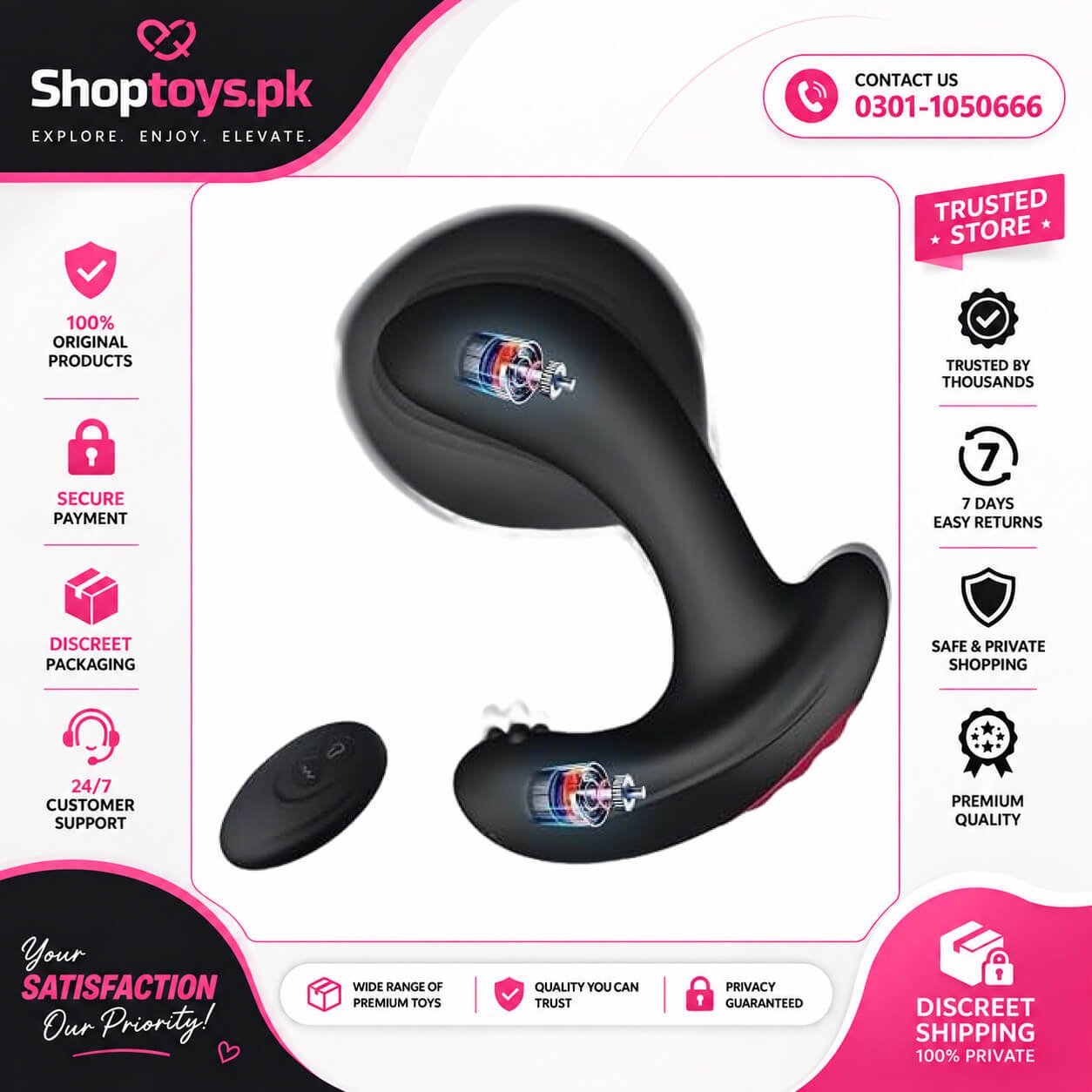 Prostate Massager Inflatable Butt Plug Remote Control Anal Vibrator In Pakistan