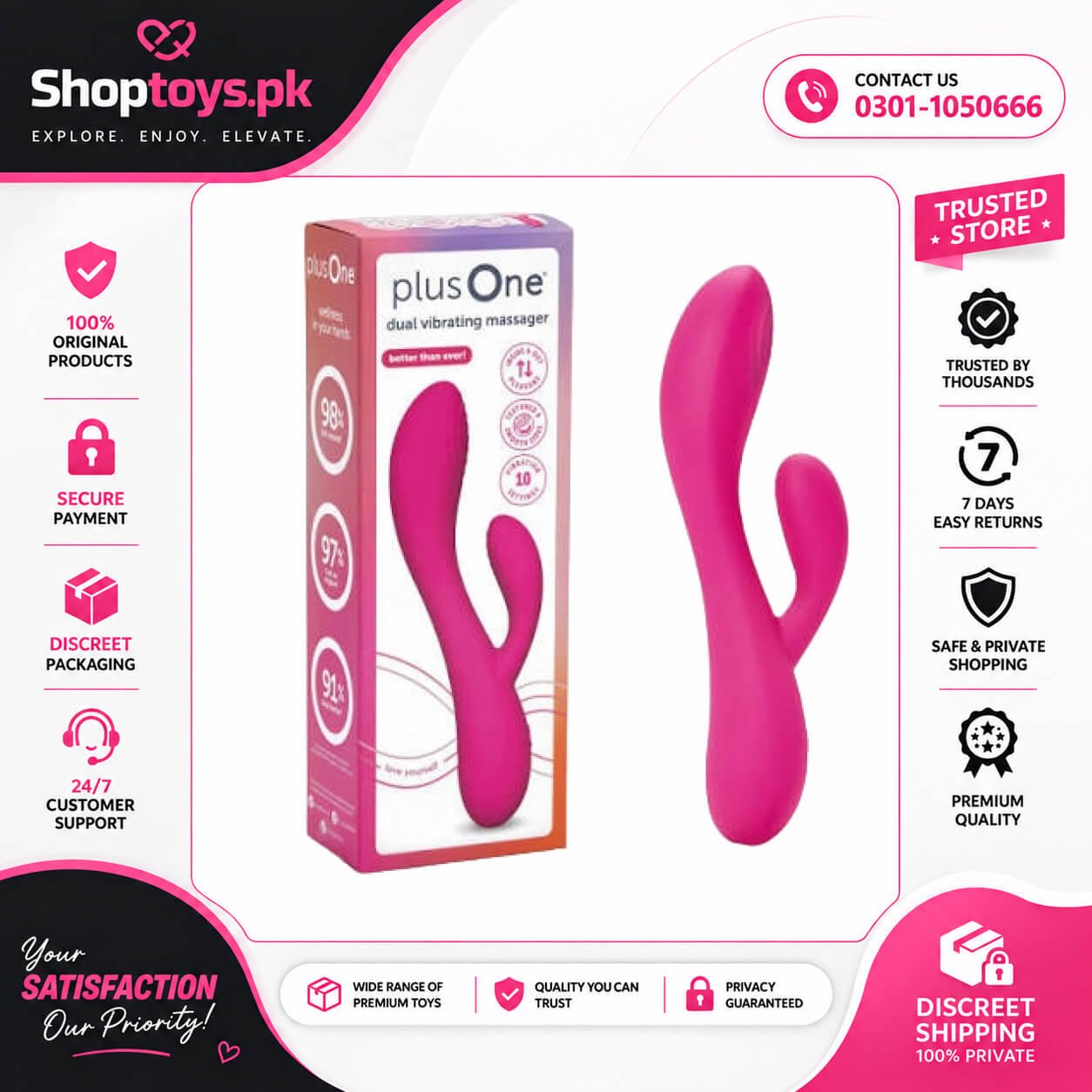 plusOne Dual Rabbit Vibrating Massager In Pakistan