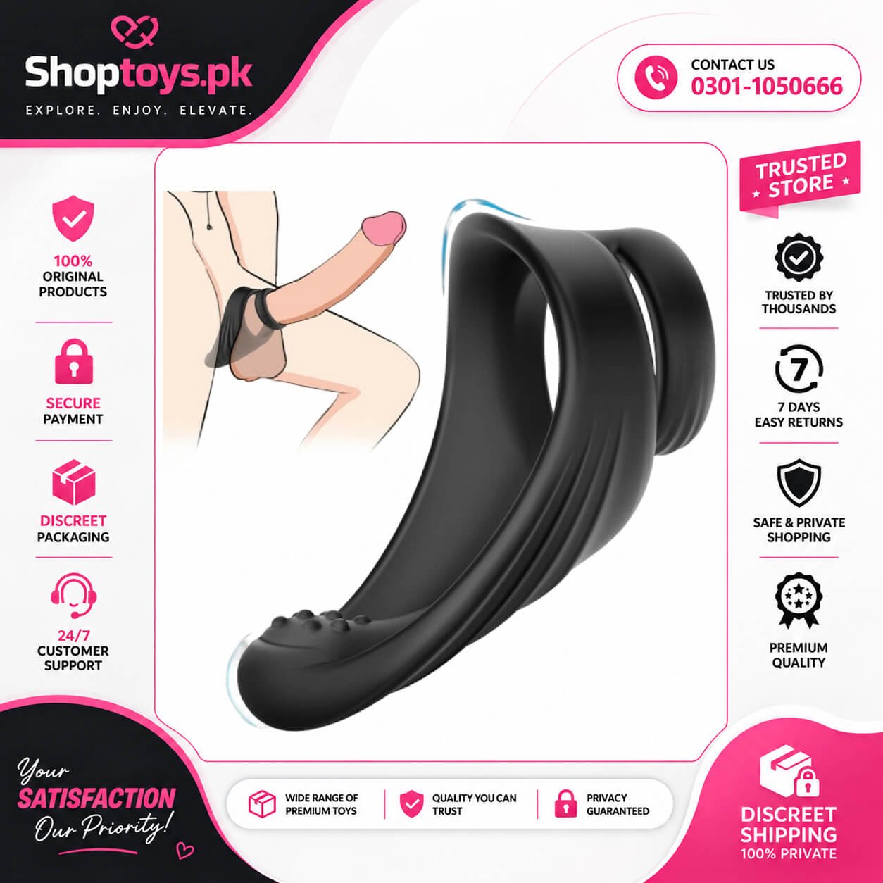 Dual-Silicone Cock Ring with G-spot Teaser In Pakistan